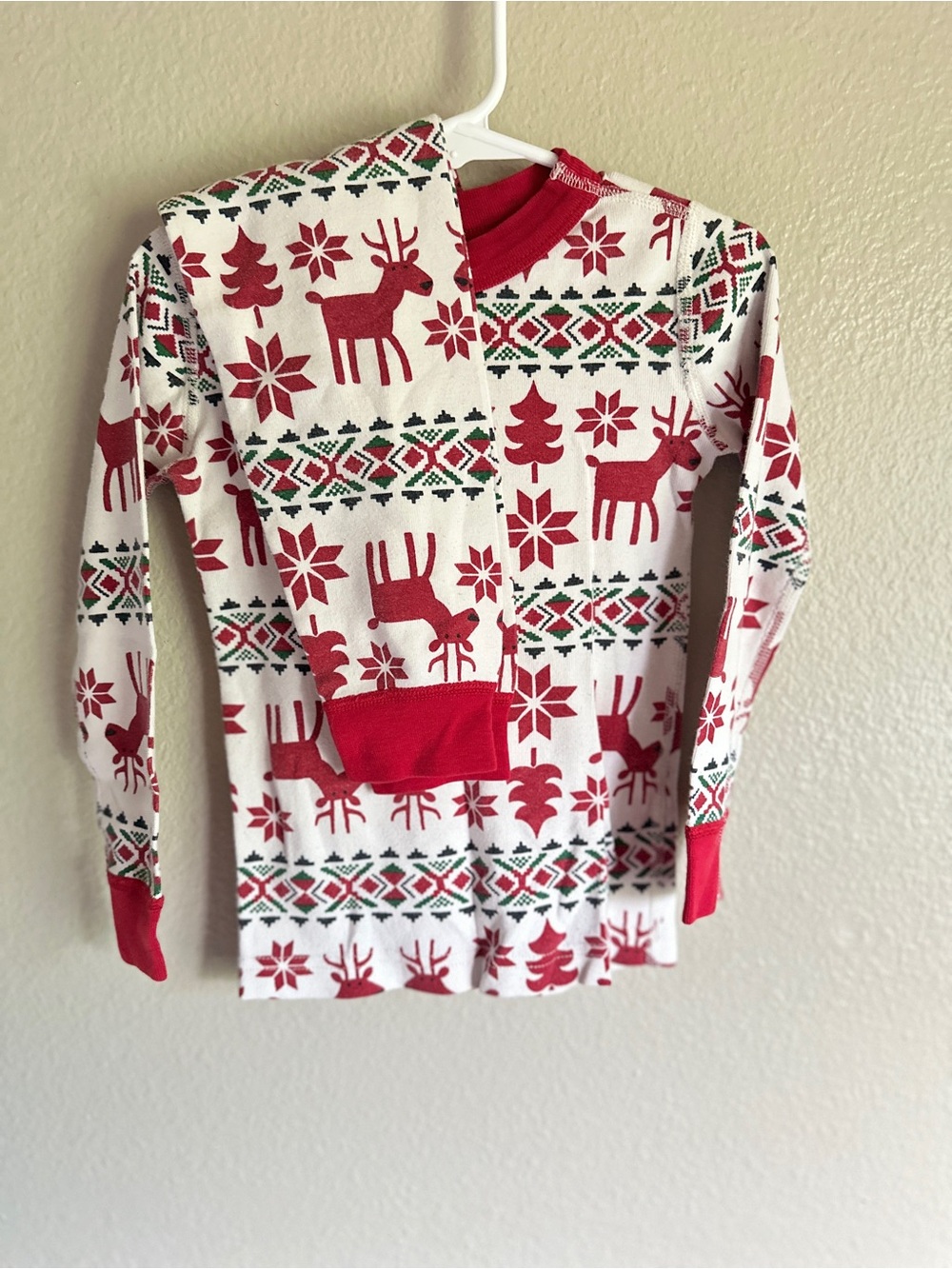 Hanna Andersson sz 4 toddler 100% cotton 2-piece pjs reindeer fair isle print